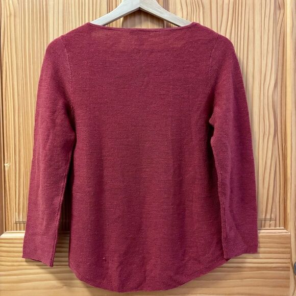 Eileen Fisher red Italian merino wool curved hem oversized
sweater XXS - Picture 3 of 7